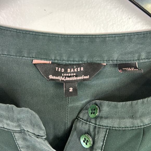 Ted Baker silk trim pleated blouse size 2 Small - Picture 3 of 7